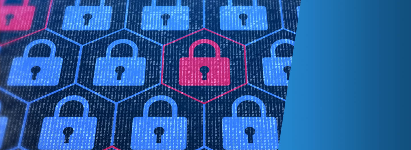 Three rows of blue and pink lock icons